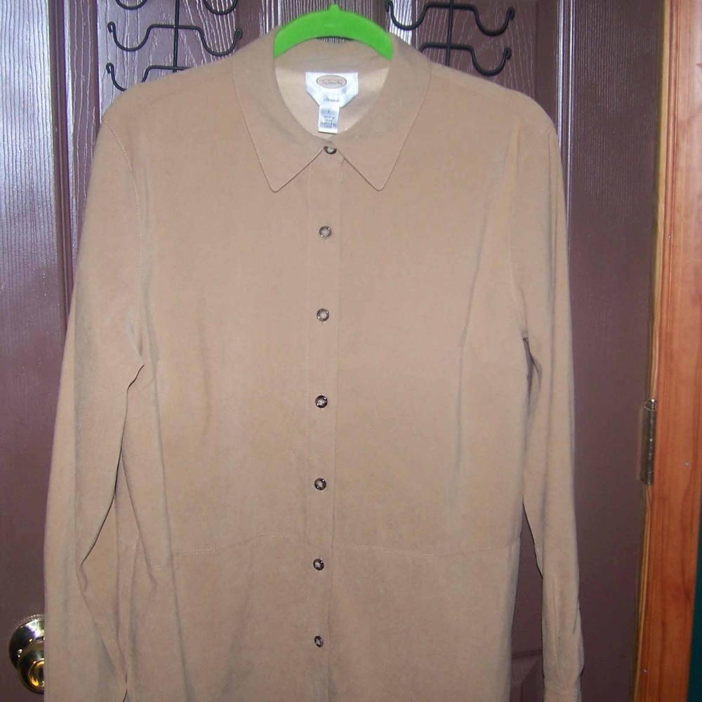Talbots Womens button down faux suede shirt
